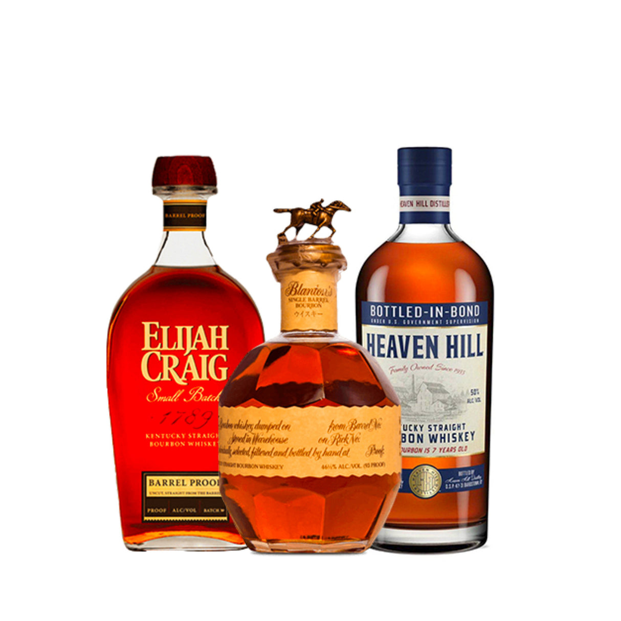 Daily Drinkers Bourbon Bundle – Blanton's Single Barrel, Heaven Hill, Elijah Craig
