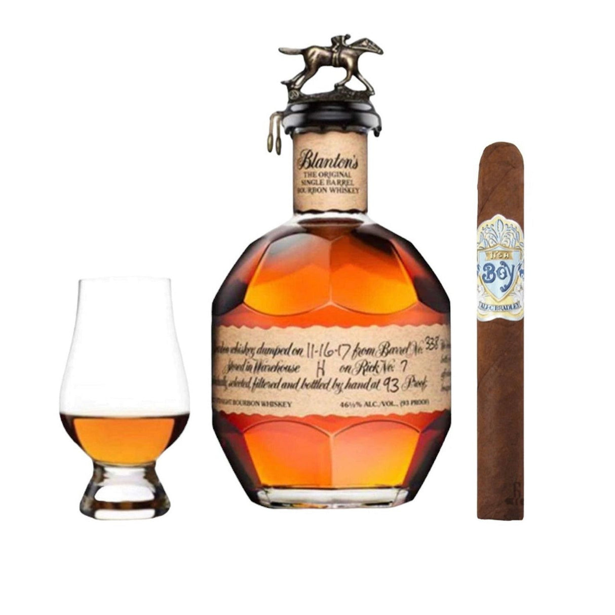 Blanton's Single Barrel Bourbon Gift Set with Alec Bradley “It’s a Boy” Cigar and Glencairn Glass 750ml