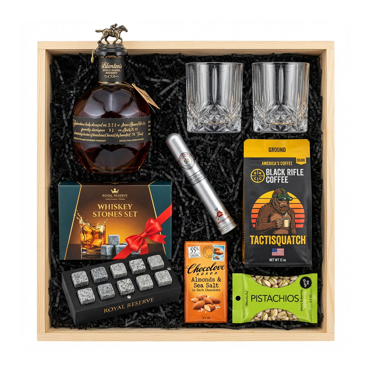 Blanton's Takara Black Edition Gift Crate – Bourbon, Glasses, Coffee, Chocolate & Whiskey Stones (Japan Release)