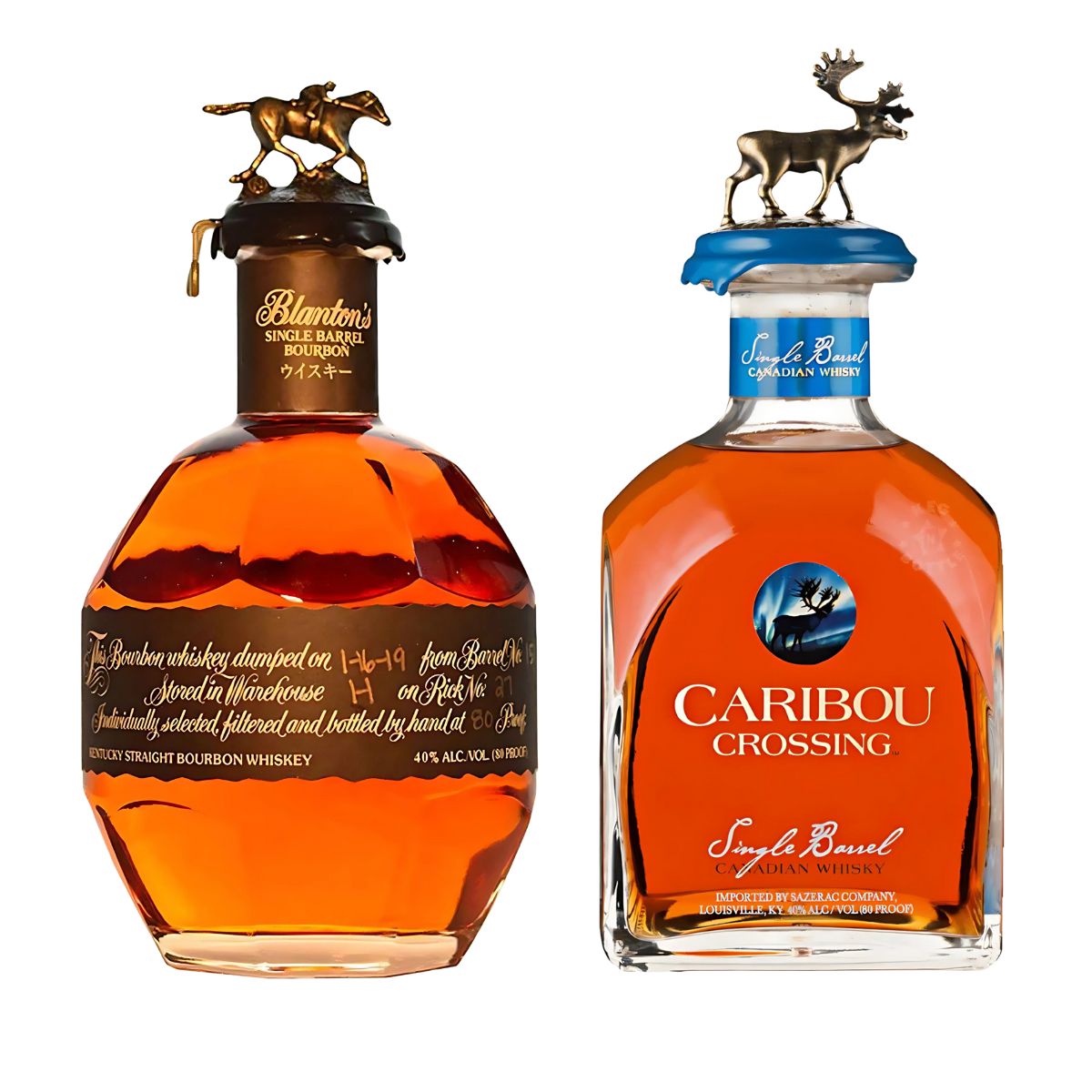 Blanton's Black Label Bourbon and Caribou Crossing Single Barrel Canadian Whisky 2 x 750ml Bundle