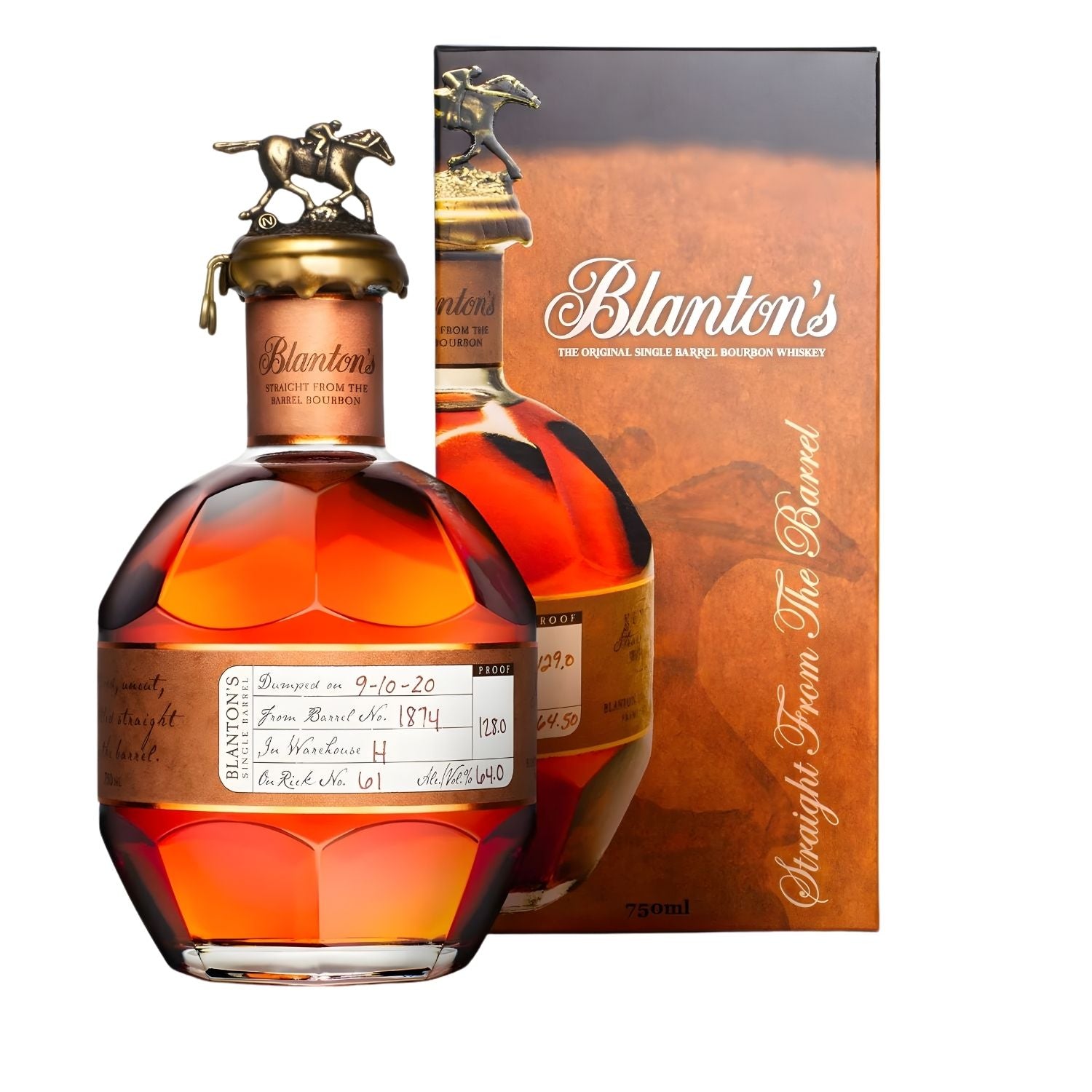 Blanton’s Straight From the Barrel Bourbon 750ml U.S. Release bottle with box on white background – Total Bourbon