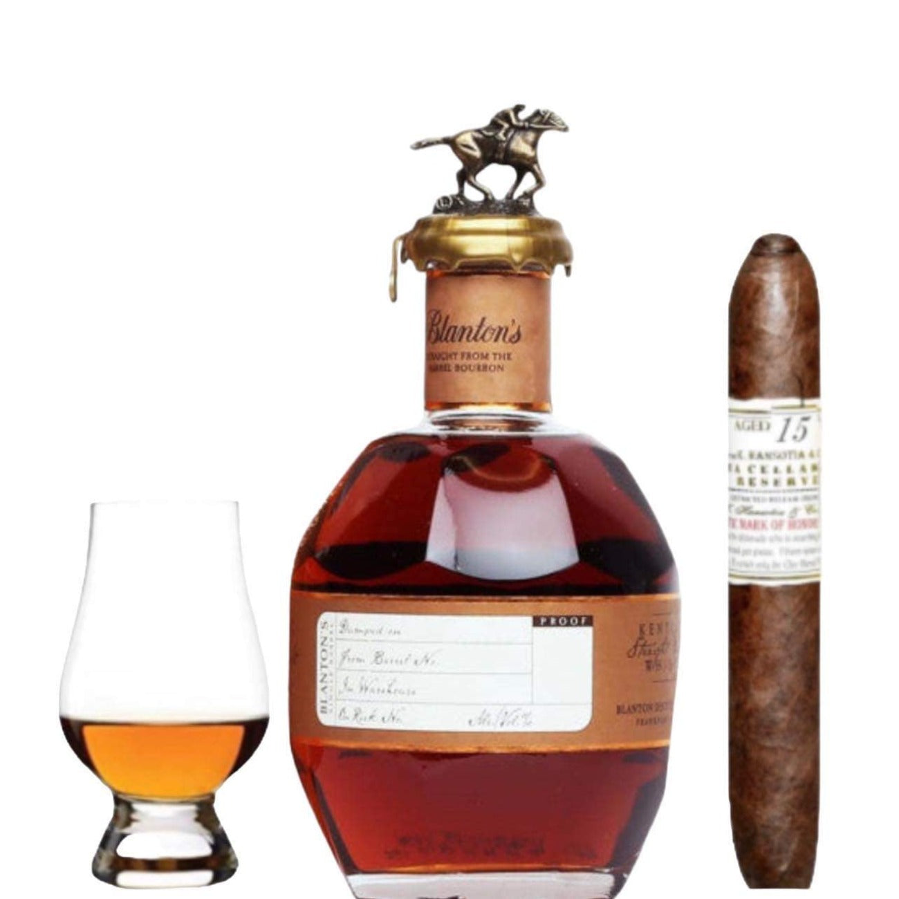 Blanton’s Straight From The Barrel Bourbon Gift Set with Gurkha Cigar and Glencairn Glass 700ml