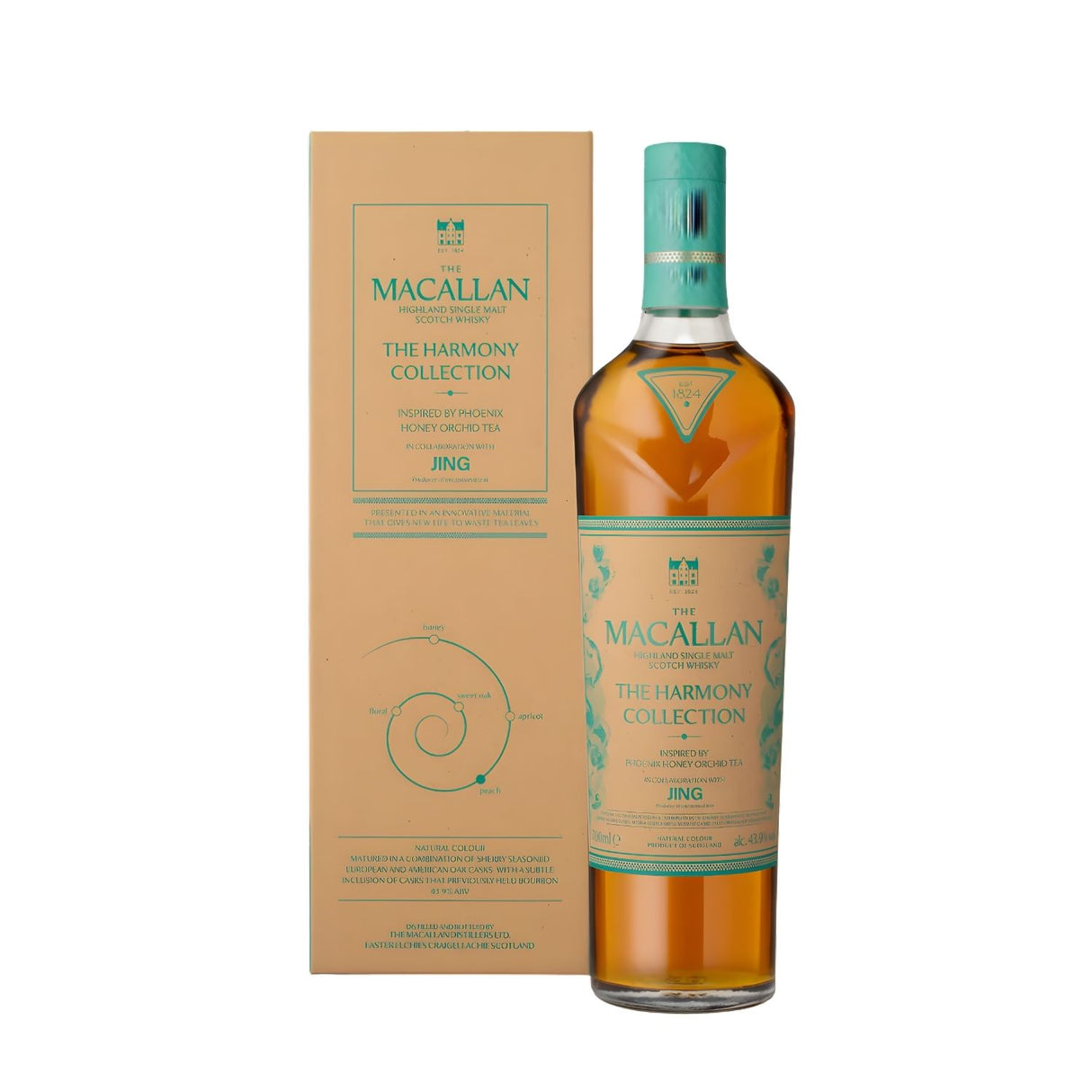The Macallan Harmony Collection Phoenix Honey Orchid Tea Single Malt Scotch Whisky 750ml bottle and box on white background – rare release from Total Bourbon