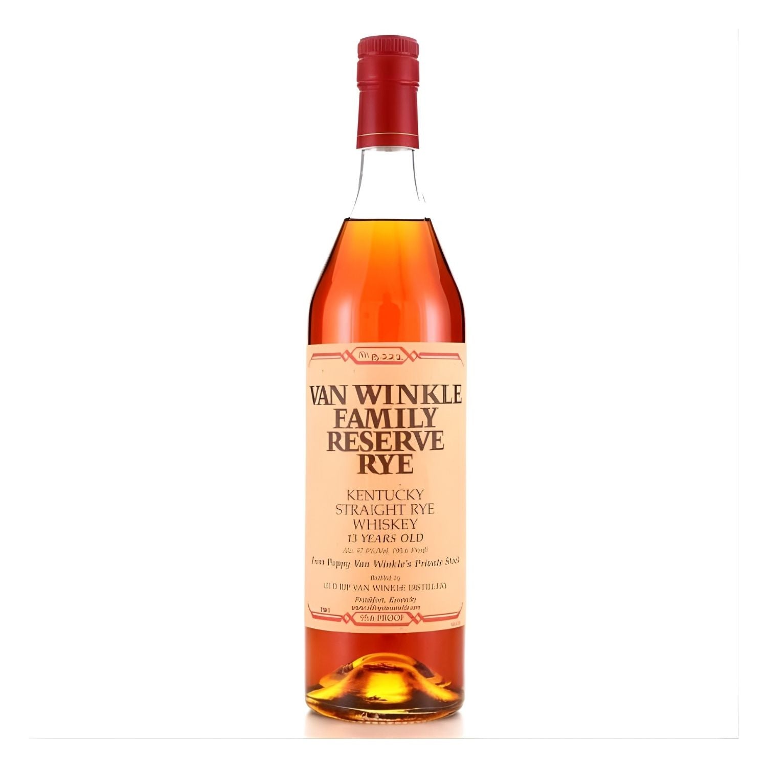 Pappy Van Winkle Family Reserve 13 Year Straight Rye Whiskey 750ml bottle on white background – available at Total Bourbon