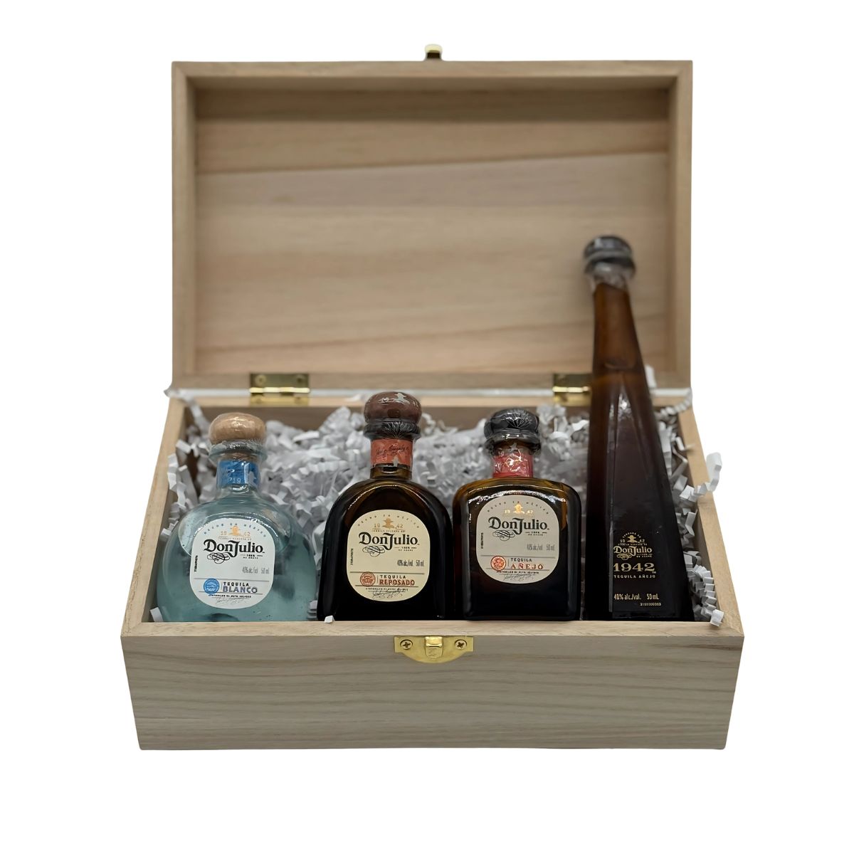 Don Julio Tequila Short Story Gift Set – Blanco, Reposado, Añejo & 1942 (4 x 50ml, Engravable Wooden Box)