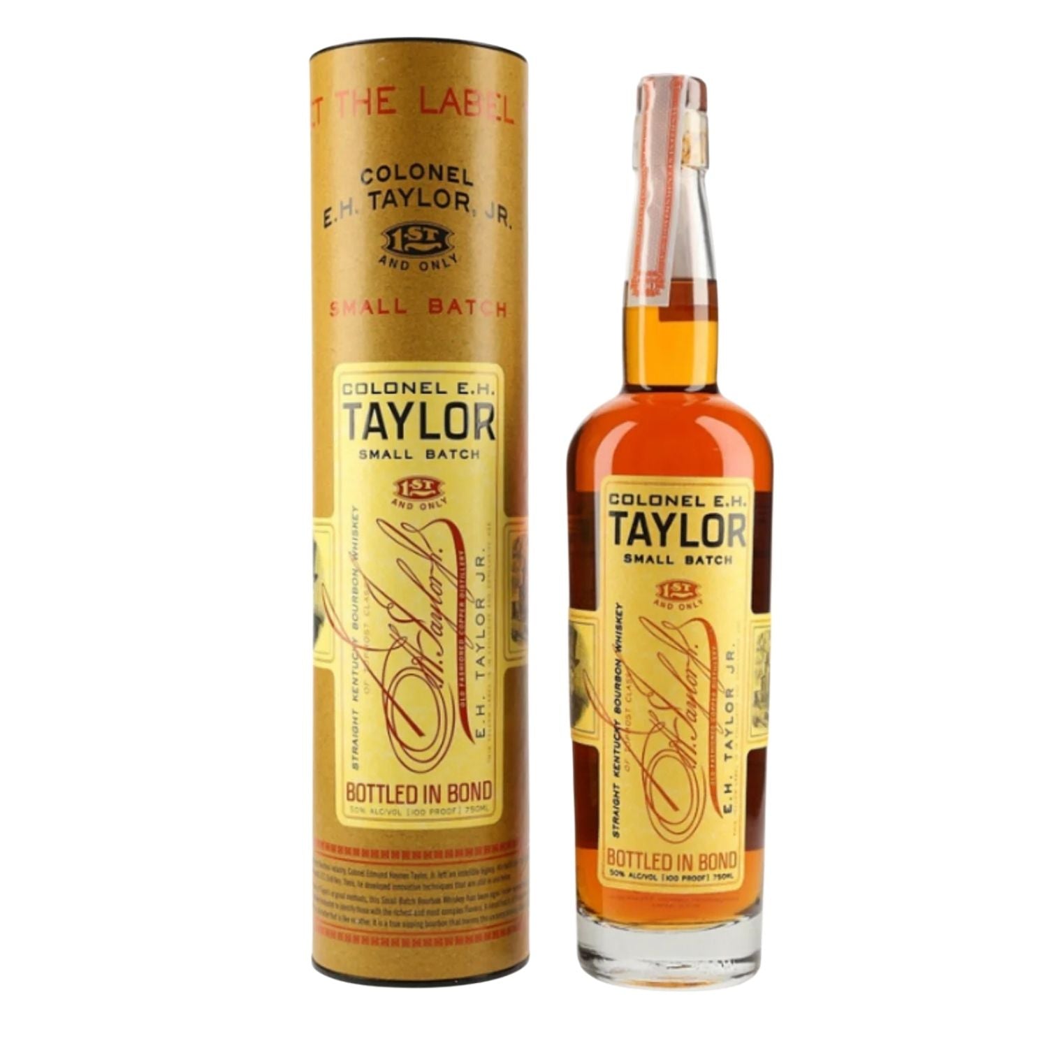 Colonel E.H. Taylor Small Batch Bottled in Bond Kentucky Straight Bourbon Whiskey 750ml bottle on white background – available at Total Bourbon