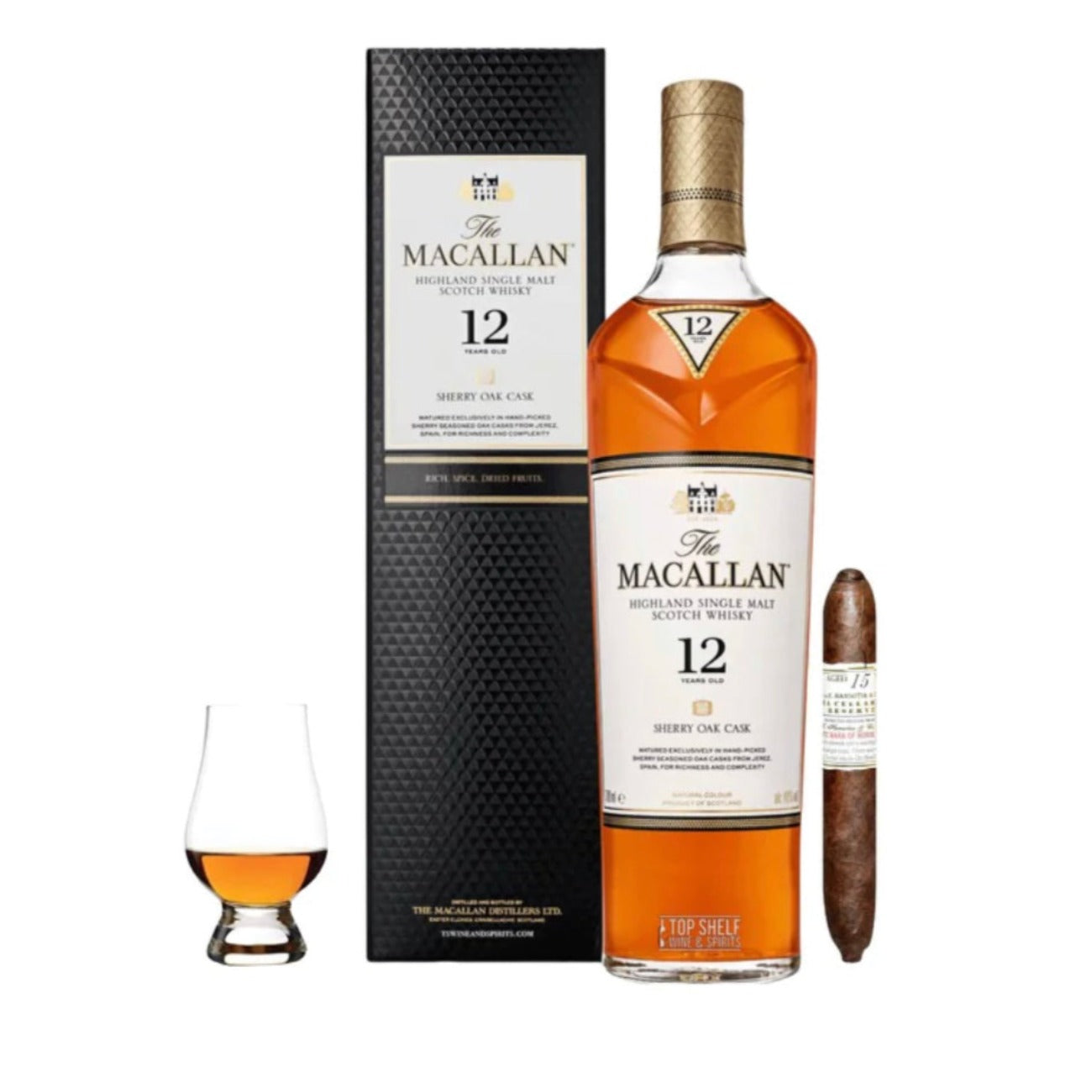 The Macallan | 12yr Sherry cask with Cigar and Glencarin Gift Set