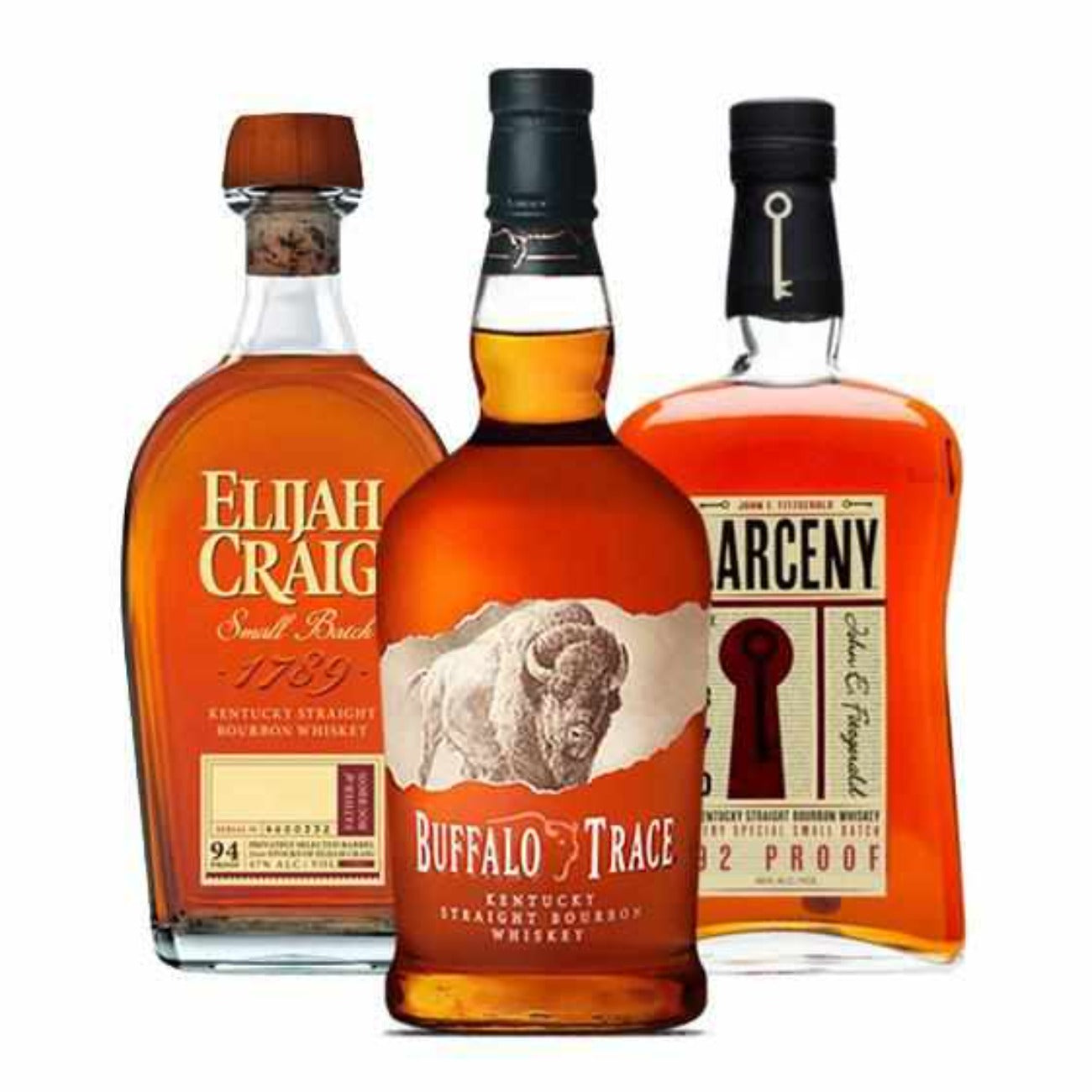 Elijah Craig Small Batch, Buffalo Trace, and Larceny Bourbon Bundle (3 x 750ml)