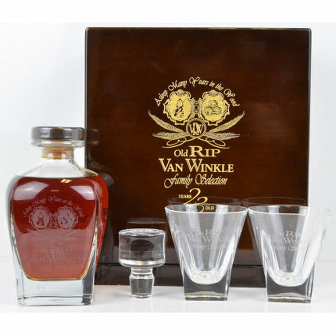 Old Rip Van Winkle 23 Year Old Decanter Set Bourbon Whiskey with Glasses and Decanter 750ml