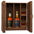 Weller 12 Year & W.L. Weller Full Proof in a wooden gift box with two crystal glasses on white