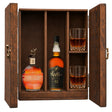 Blanton's Gold Edition & Weller 12 Year in a wooden gift box with two crystal glasses on white