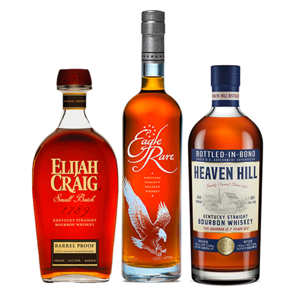 Heaven Hill, Eagle Rare, and Elijah Craig Bourbon Bundle (3 x 750ml)