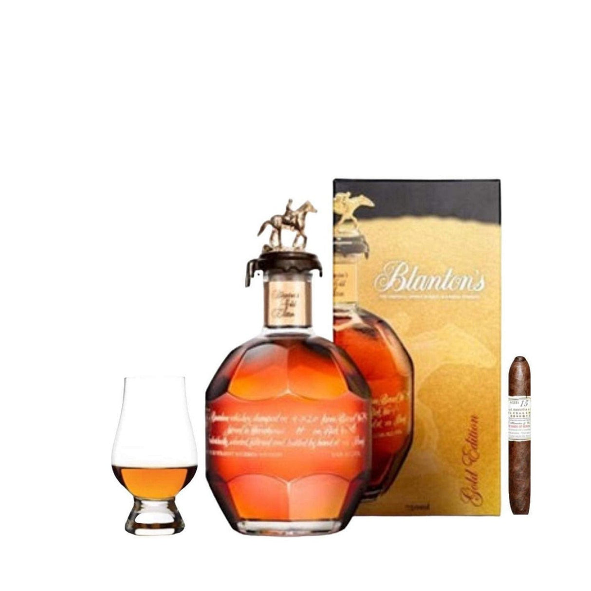 Blanton's Gold Edition Bourbon Gift Set with Gurkha Cigar and Glencairn Glass 700ml