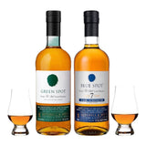 Green Spot and Blue Spot Irish Whiskey Gift Set with 2 Glencairn Glasses - 750ml