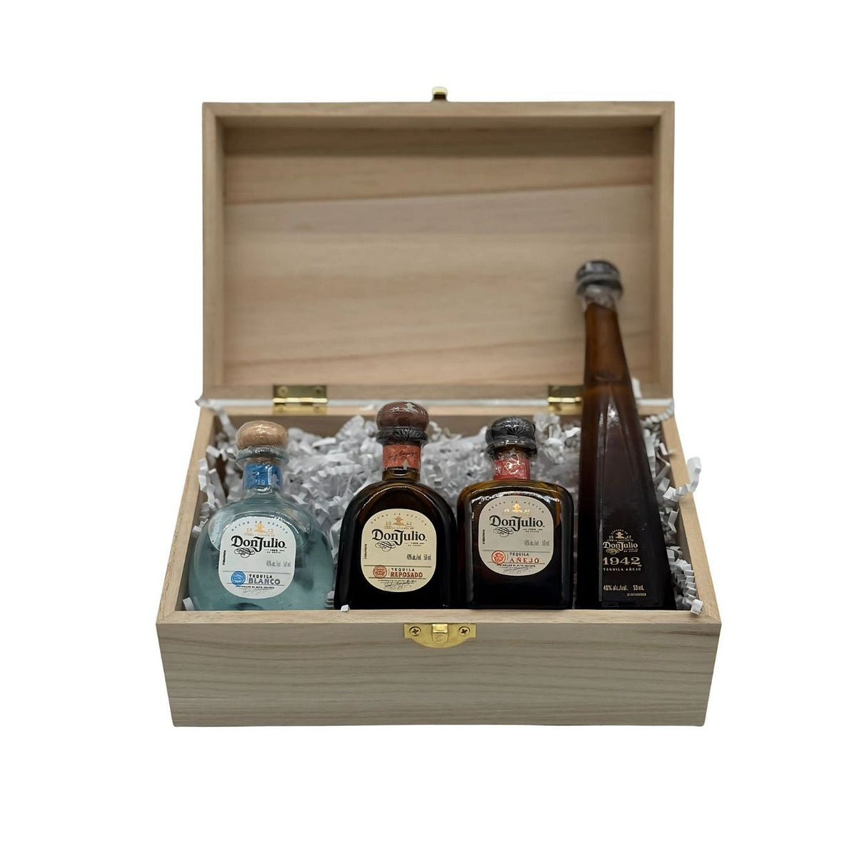 Don Julio Tequila Short Story Gift Set – Blanco, Reposado, Añejo & 1942 (4 x 50ml, Engravable Wooden Box)