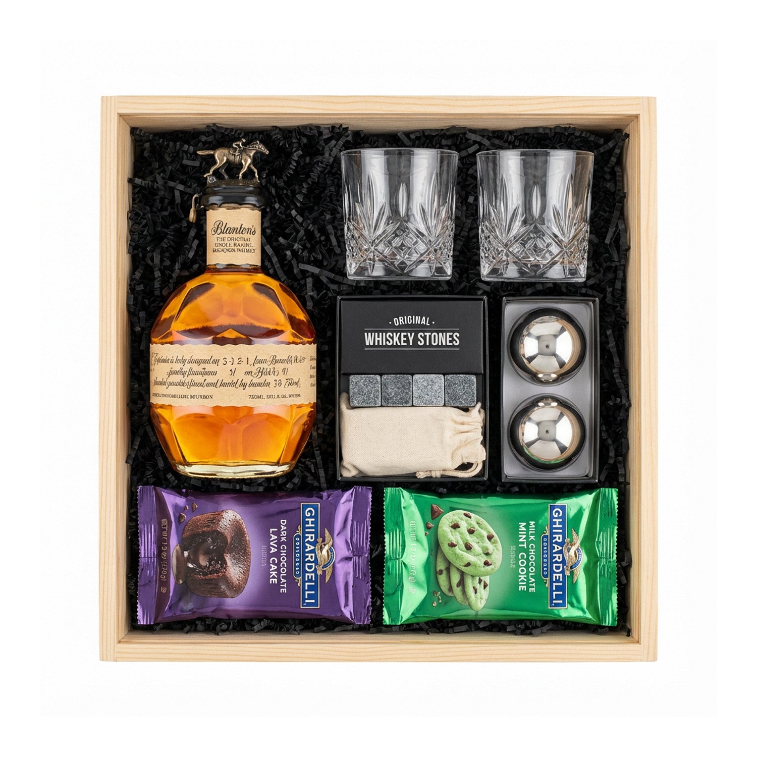Blanton's Wooden Gift Crate | Bourbon, Glasses & Whiskey Stones