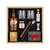 Kentucky Workday Gift Crate - wooden gift crate holding 3 American-made bourbon bottles, Buffalo Trace 1 Liter, Buffalo Trace 750ml & Woodford Reserve Double Oaked