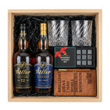 Weller 12 & Weller Full Proof Gift Crate - Bourbon, Old-Fashioned Glasses, Whiskey Stones & Leather Journal