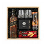 Johnnie Walker Black Label Scotch Gift Crate - Whisky, Glasses, Whiskey Stones & Gourmet Treats