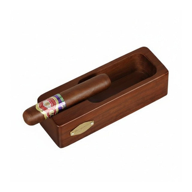 Solid Wood Ashtray with Single Cigar Rest