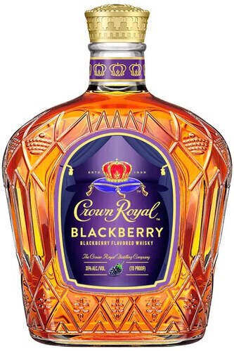 Crown Royal Blackberry whisky bottle on a white background
