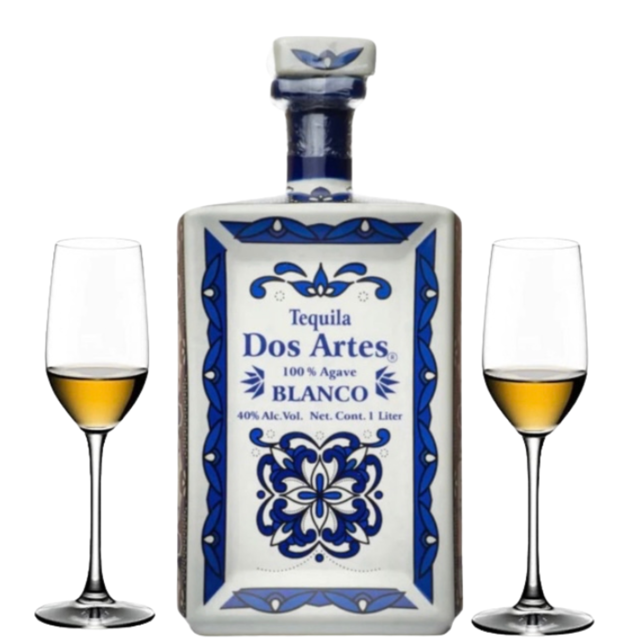 Dos Artes | Blanco liter Gift Set with 2 Tequila Glasses