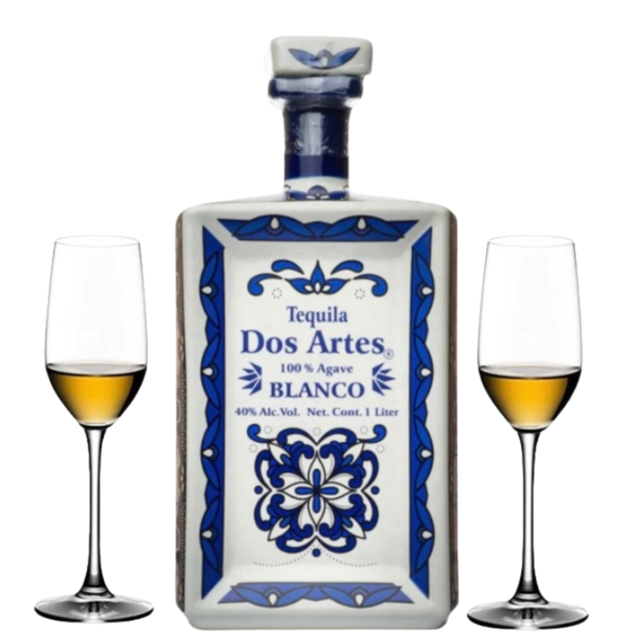 Dos Artes | Blanco liter Gift Set with 2 Tequila Glasses | Tequila