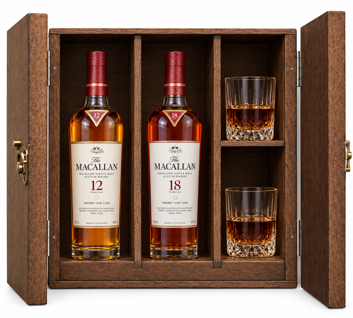 The Macallan Sherry Oak 12 & 18 Year Ladder Gift Set – 2 x 750ml