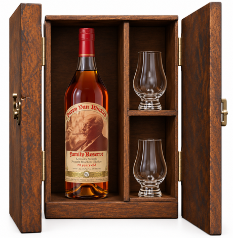 Pappy Van Winkle Family Reserve 23 Year Gift Set with Wooden Box & 2 Crystal Glasses – 750ml