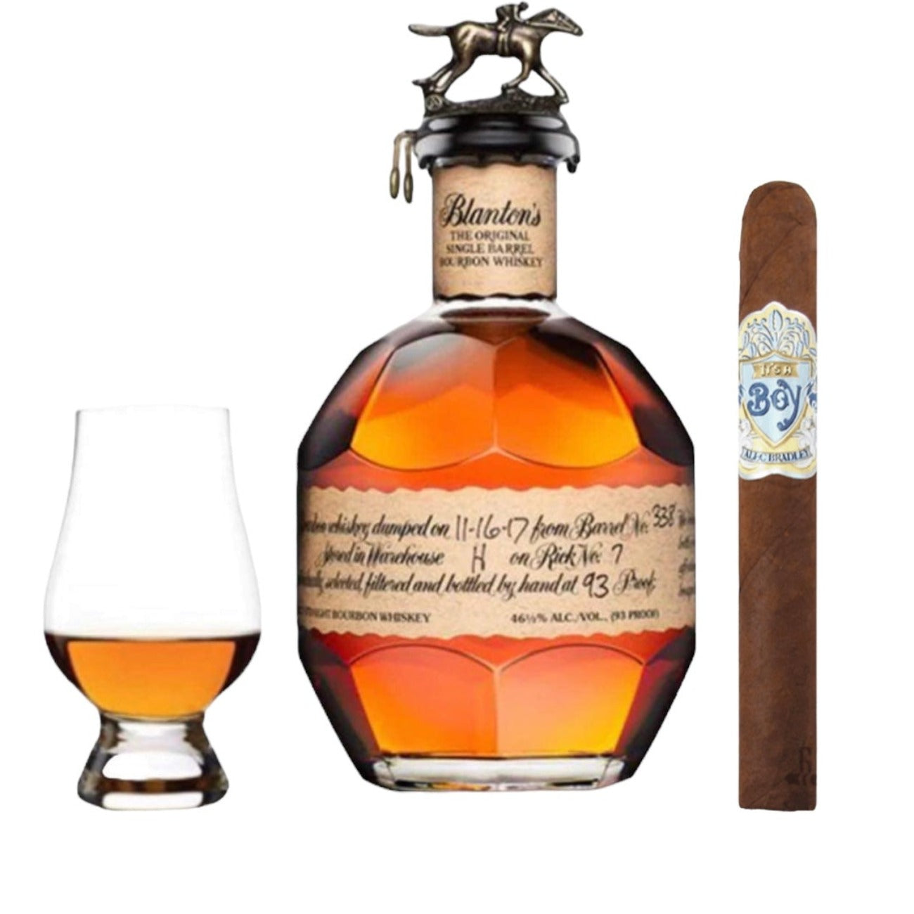 Blanton’s Single Barrel Bourbon Gift Set with Alec Bradley “It’s a Boy” Cigar and Glencairn Glass 750ml