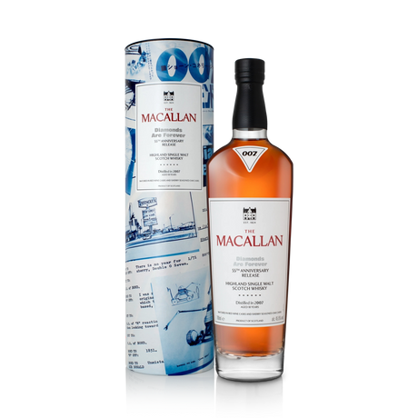 Macallan Diamonds Are Forever 18 Year Old Scotch whisky bottle on white background
