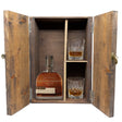 Woodford Reserve Double Oaked in a wooden gift box with two crystal glasses on white