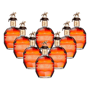 Blanton's Gold Edition Single Barrel Bourbon complete 8-bottle collector's set with gold horse and jockey stoppers and rose gold neck bands, 750ml bottles