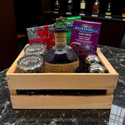 Blanton’s Original Single Barrel Engravable Wooden Gift Crate – Bourbon, Old-Fashioned Glasses &amp; Whiskey Stones