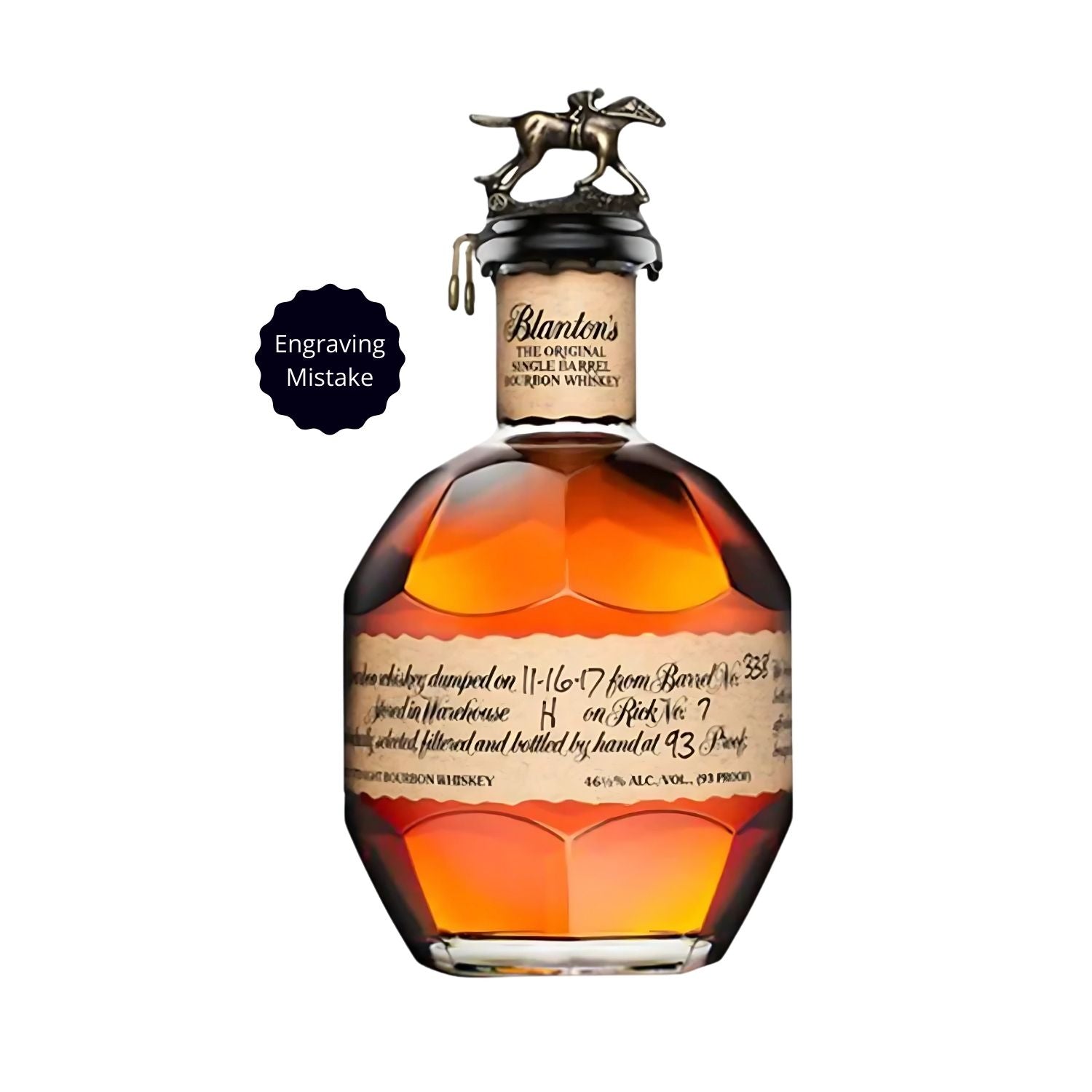 Blanton’s Original Single Barrel Bourbon – Engraving Mistake Bottle Deal (750ml)