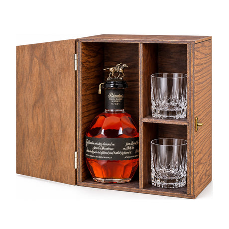 Blanton's Takara Black Edition Gift Set with Wooden Box & 2 Crystal Glasses – wooden gift box with 2 crystal glasses