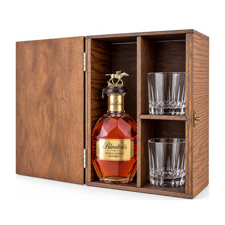 Blanton's Takara Gold Edition Gift Set with Wooden Box & 2 Crystal Glasses – wooden gift box with 2 crystal glasses
