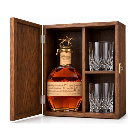 Blanton's Takara Red Edition Gift Set with Wooden Box & 2 Crystal Glasses – wooden gift box with 2 crystal glasses