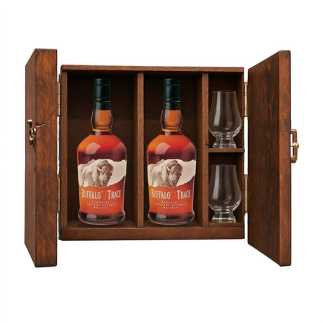 Buffalo Trace Dual Gift Set with Wooden Box & 2 Crystal Glasses – 2 x 750ml — Glencairn Glasses