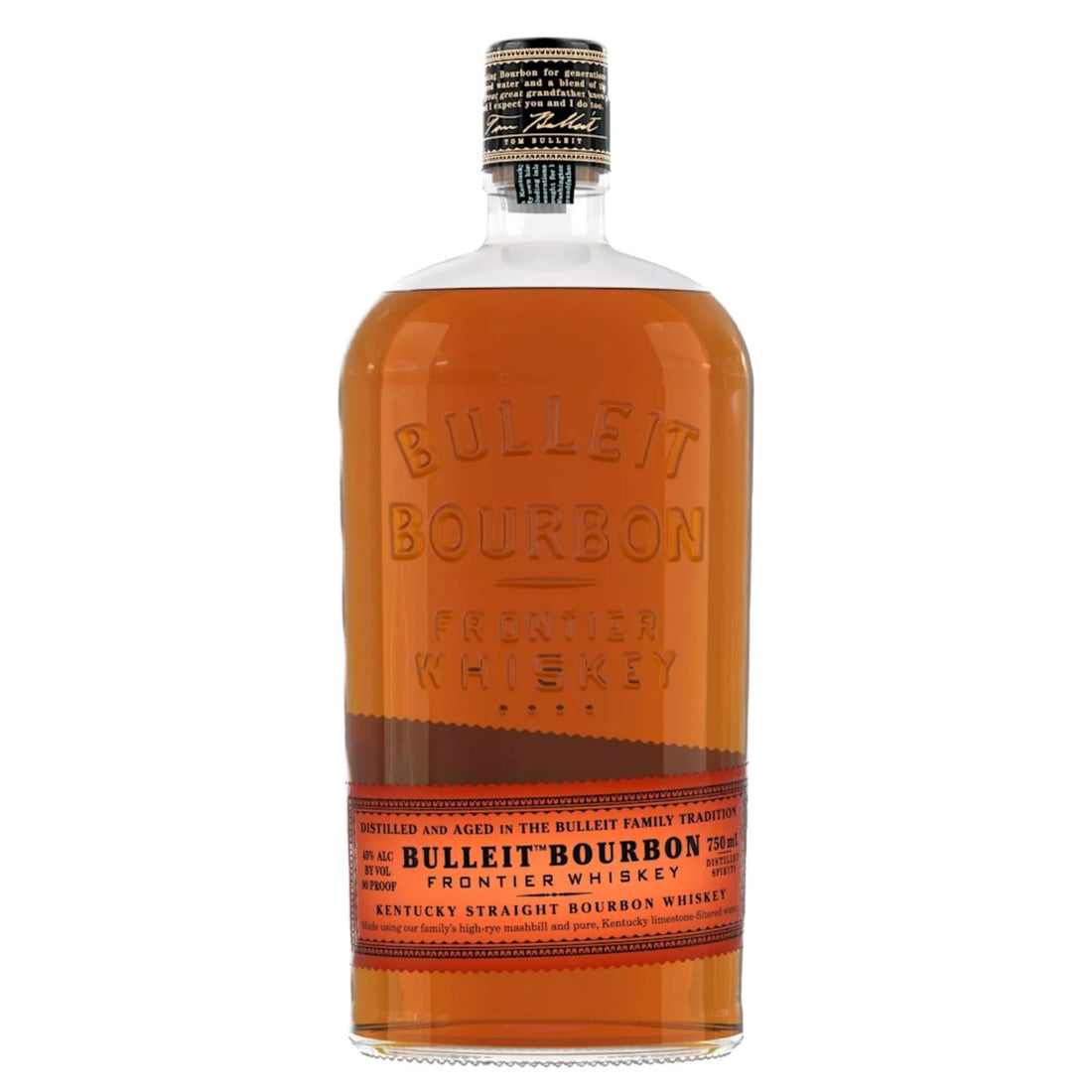 Bulleit Bourbon Frontier Whiskey 750ml – bold, smooth Kentucky straight bourbon with a high-rye mashbill, available at Total Bourbon