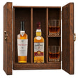 The Macallan 15 Year Double Cask & The Glenlivet 15 Year French Oak Reserve wooden gift box with 2 glasses