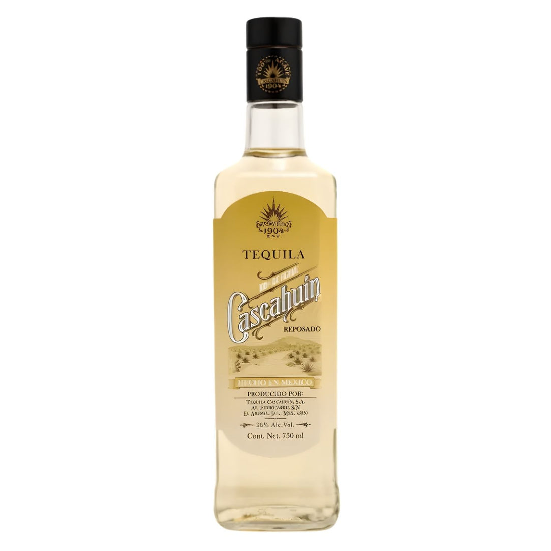 Cascahuín Reposado Tequila 750ml bottle, golden amber 100% Blue Weber agave tequila aged 6-8 months in American oak from El Arenal Jalisco Mexico