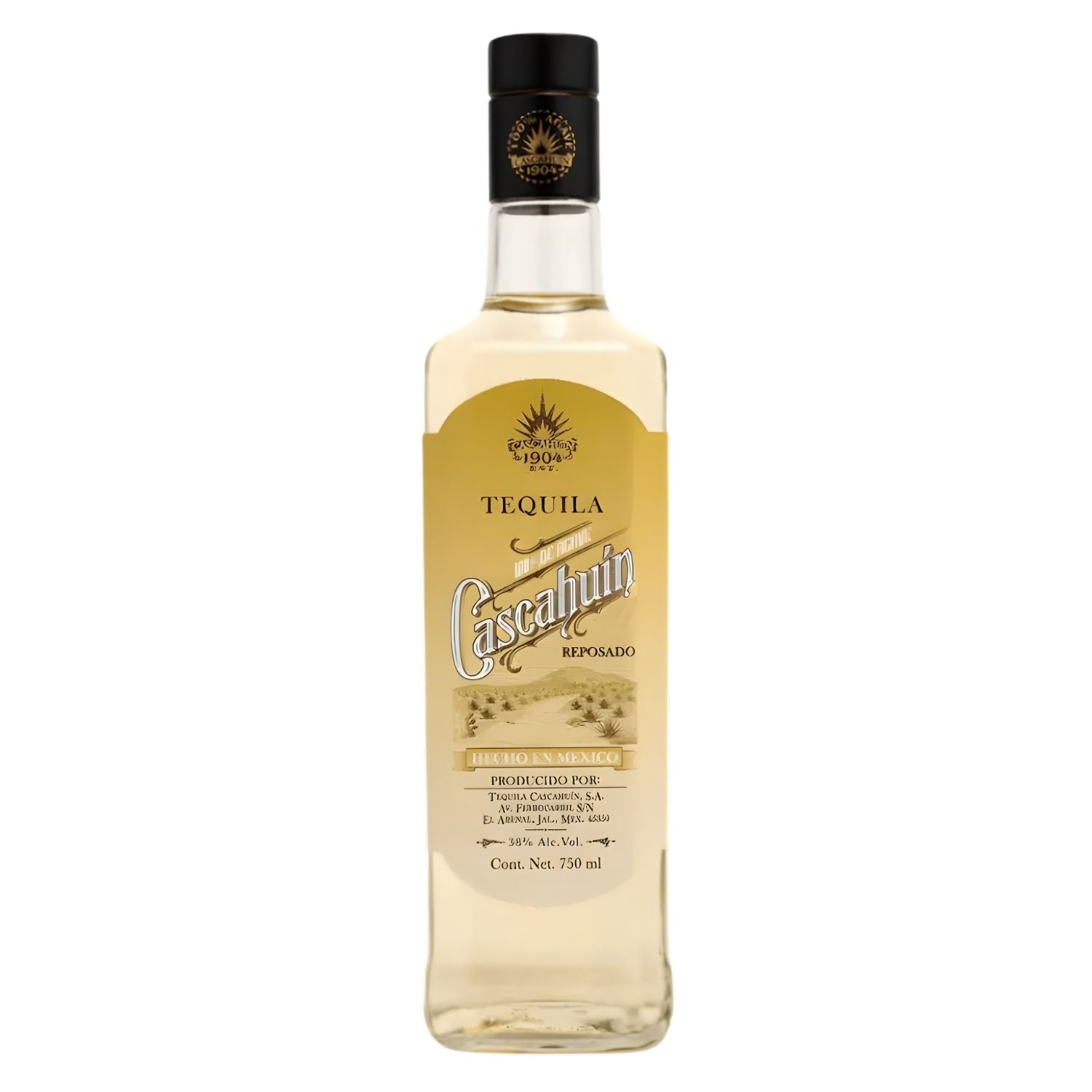 Cascahuín Reposado Tequila 750ml bottle, golden amber 100% Blue Weber agave tequila aged 6-8 months in American oak from El Arenal Jalisco Mexico