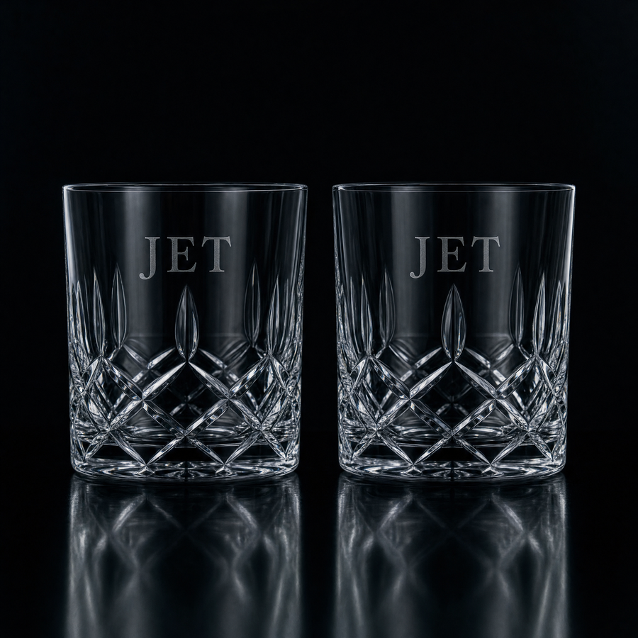 Silver Fill monogram Old-Fashioned pair