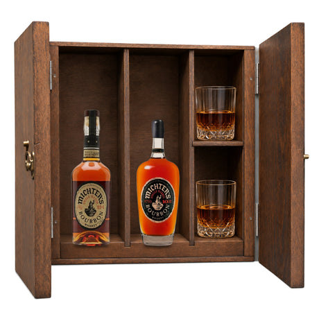 Michter's US*1 Small Batch Bourbon & Michter's 10 Year Single Barrel Bourbon wooden gift box with 2 glasses