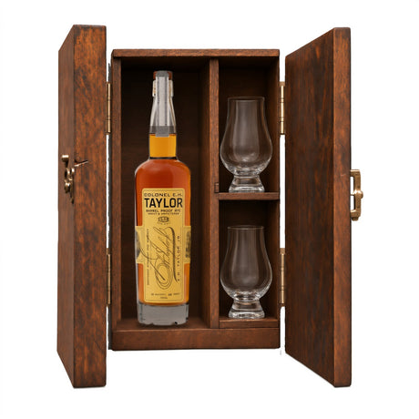 E.H. Taylor Barrel Proof Rye Gift Set, Wooden Box & 2 Glasses 750ml — Glencairn Glasses