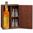 E.H. Taylor Cured Oak bourbon wooden gift set with 2 crystal glasses — deep oak vanilla finish 750ml.