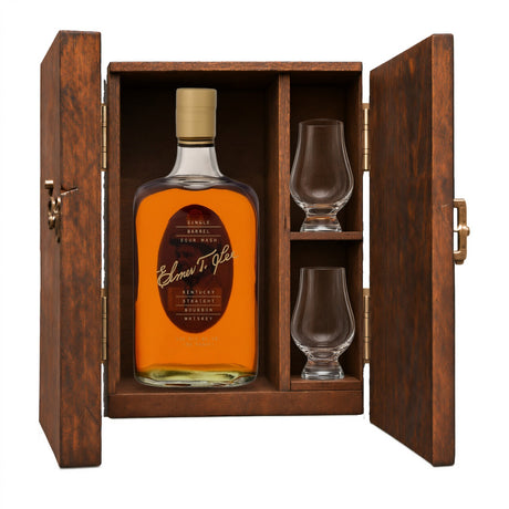 Elmer T. Lee Single Barrel Gift Set with Wooden Box & 2 Crystal Glasses – 750ml — Glencairn Glasses