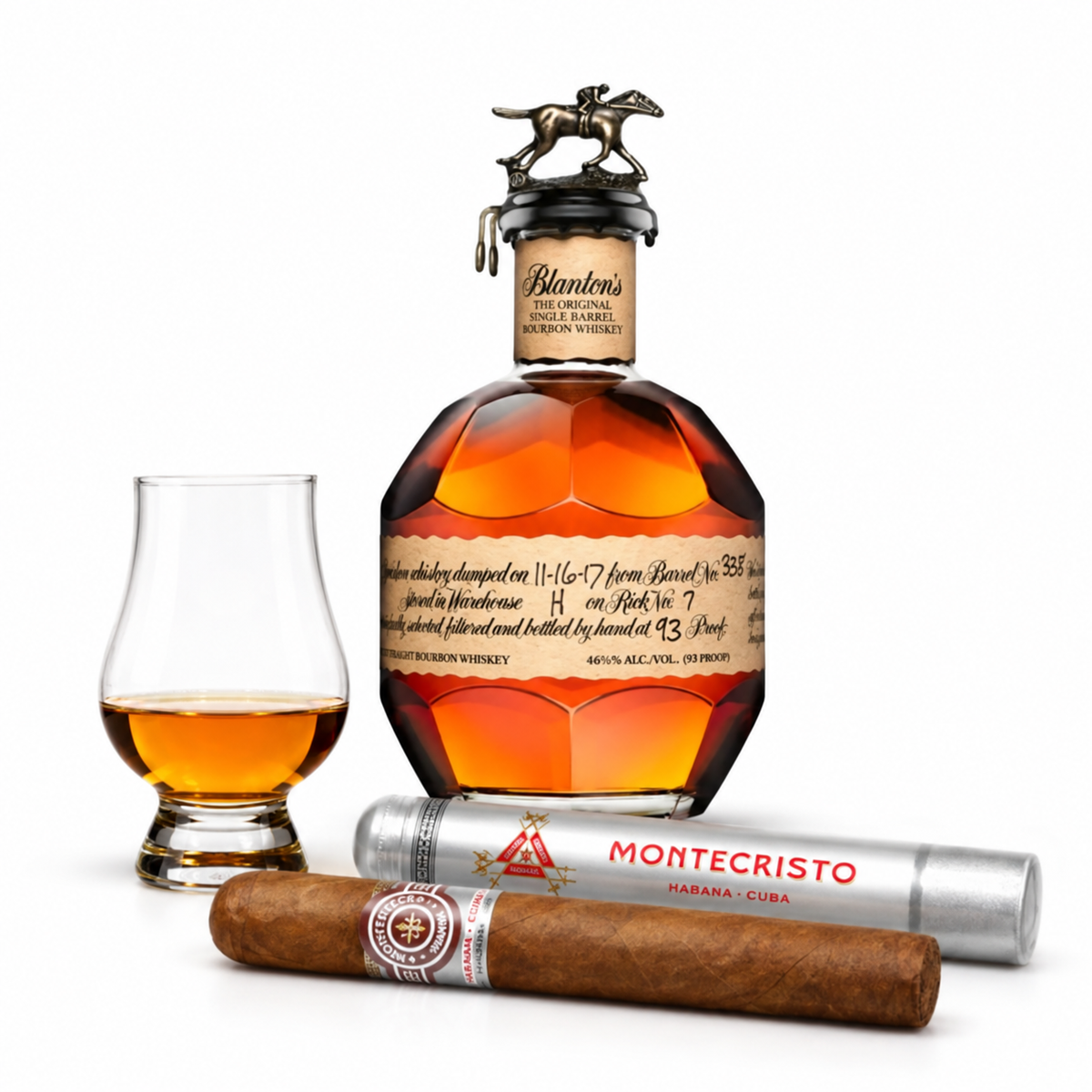 Blanton's Original Single Barrel Bourbon Gift Set with Glencairn Glass & Cigar