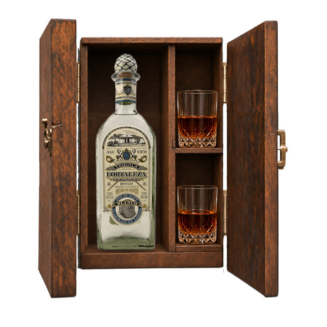 Fortaleza Blanco Lot 200B Tequila – Tahona Crafted Limited Lot Gift Set with Wooden Box & 2 Crystal Glasses – 750ml